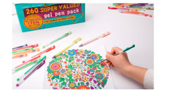 260 Colors Gel Pens Set Coloring Writing Drawing Pen Kid Adult Neon Art Markers
