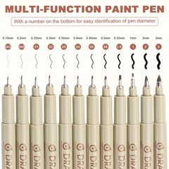6Pcs 0.15mm Fineliner Ink Pens(Brown)