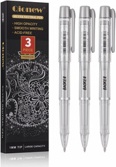 Silver Gel Pens, 1Mm Fine Point, Silver Gel Ink Pen Set for Artists, for Black P