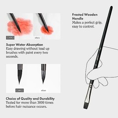 ARTIFY 12 PCS Watercolor Brushes Set, Synthetic Paint Brushes for Black-new