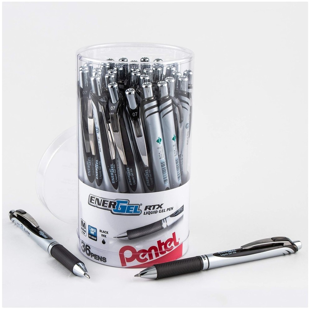 Retractable Liquid Gel Pen, Black Ink, 36 Ct