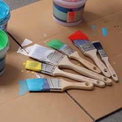 Bates Paint Brushes 5 Pack Flat Angle Synthetic Wood Handle Assorted Sizes
