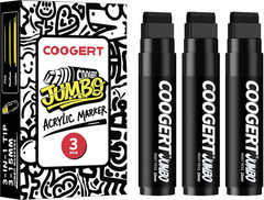 3Pcs Black Jumbo Poster Markers, 15MM Thick Permanent Acrylic Graffiti Markers,