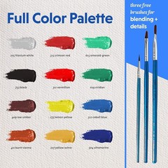 Complete Acrylic Paint Set – 12 Vibrant Colors for Canvas, Wood, and Fabric Art