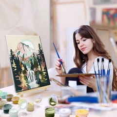 4 Pack Paint by Numbers Kit for Adults with Frame Mountain Paint by Number with