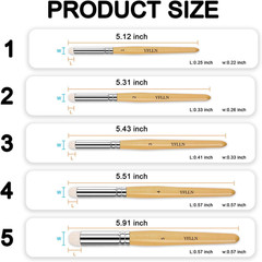Drybrush Set, 5 Sizes Miniature Paint Brushes, Multipurpose, Animal Hair, White,
