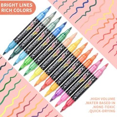 48 Colors Glitter Brush Markers,24 Pack Dual Tip Brush Glitter Marker for Doo…