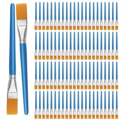 Flat Tip Acrylic Paint Brushes 100 PCS Blue Handle 3/4 Inch Artist Bulk Set