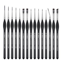PANDAFLY Detail Paint Brushes Set, 15pcs Miniature for 15 Size, Black