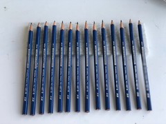 50 VINTAGE SEMI-HEX DRAWING SKETCHING PENCILS NO.497 GENERAL PENCIL (2H, B, 4B)