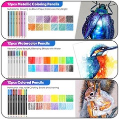 81 Pack Art Supplies for Adults Kids Pro Drawing Set Sketch Book Graphite and…
