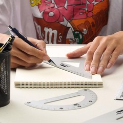Mr. Pen- Metal Geometry Kit, 4 Pack, 45° & 30°/60° Set Squares Silver