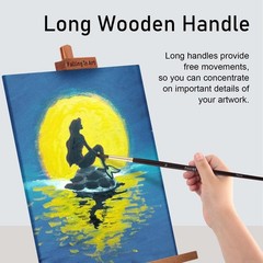 Round Paint Brushes Set 9 PCS Professional Nylon Paint Brushes Long Handle