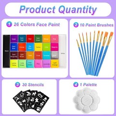AOLIKOKO 26 Colors Face & Body Paint Palette Kit，Halloween Makeup 26 colors