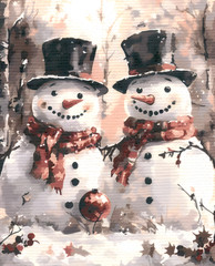 Christmas Snowmen Paint by Number Kit 16×20″ Canvas Winter Holiday Village New