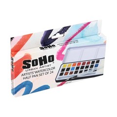 Semi-Moist Watercolor Set – Professional Watercolor Paint Set with 24 Half Pa…