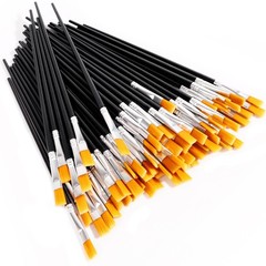 30 PCS Black Flat Nylon Hair Paint Brushes Acrylic Watercolor Oil Crafts