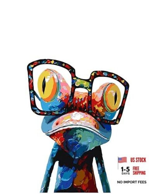 PSENIW Paint by Numbers Kit for Adults Beginners—Abstract Frog Frameless Brown