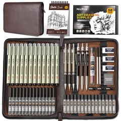 Nicpro 58 PCS Art Drawing Supplies Kit | Premium Mechanical Pencil Set