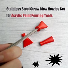 Stainless Steel Straw Blow Nozzles Set for Acrylic Paint Pouring Tools, Acces…