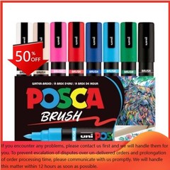 uniball 8pk POSCA Water-Based Paint Markers Reversible Brush Tip 1.0-4.0mm