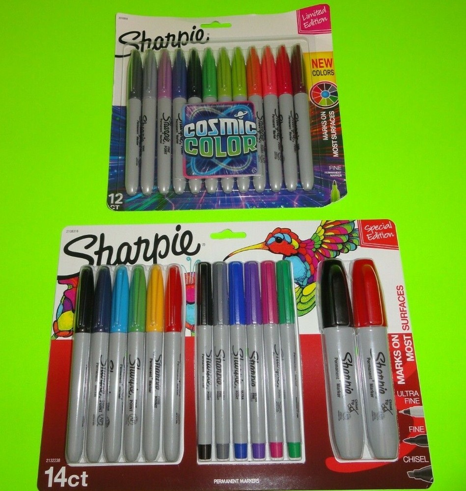 14 CT + 12 CT Cosmic Color Sharpie Permanent Markers Ultra Fine + Fine + Chisel