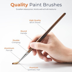 30Pcs Paint Brush Set, Professional Paintbrushes with Paint Spatula and Cloth Ro