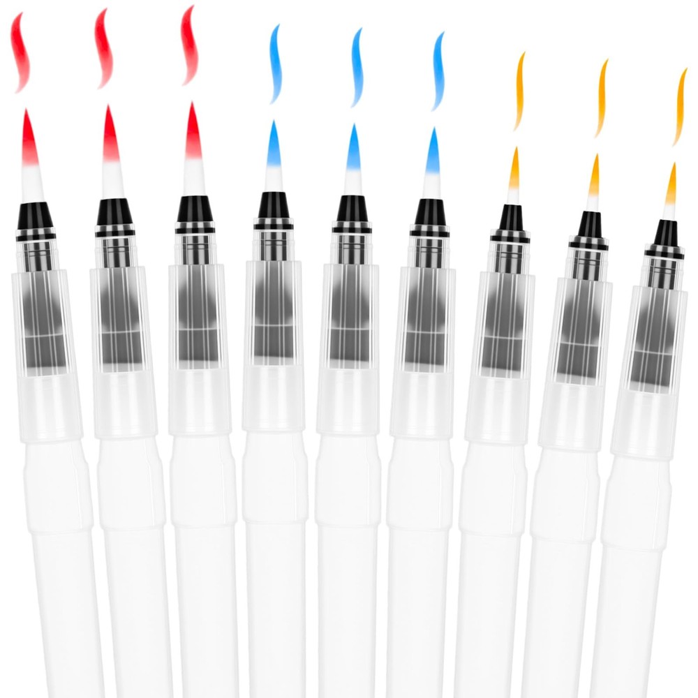 60 PCS 6.1 Inch Water Brush Pen Set 3 Sizes Pointed Velvet Bag Kit