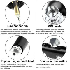 Dual Action Airbrush Gravity Feed 0.3mm Gun Spray Nail Art Paint Tattoo Tool Set