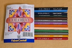 Vintage Faber Castell Coloray 12 Coloring Pencils Cedar Wood Thick Lead NIP USA