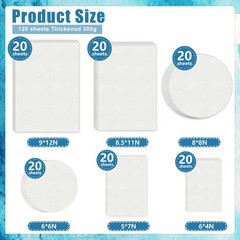 120 Sheets Watercolor Paper Bulk 6 Sizes 9×12 8.5×11 8×8 Inch 140 lb/300 GSM