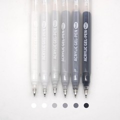 6 PCS Acrylic Gel Pens 1.0mm Fine Point Marker Quick Dry Drawing Art Sketch