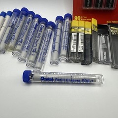 Vintage Lot 30 PENTEL Refill Eraser PDE-1 &Lead Refills Mixed Sizes See Photos