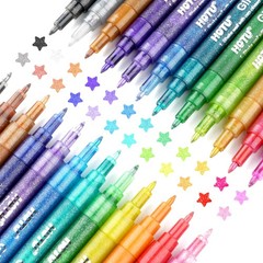 Glitter Markers Pen: 24 Sparkly Colors Metallic Marker 0.7mm Extral Fine Tip …