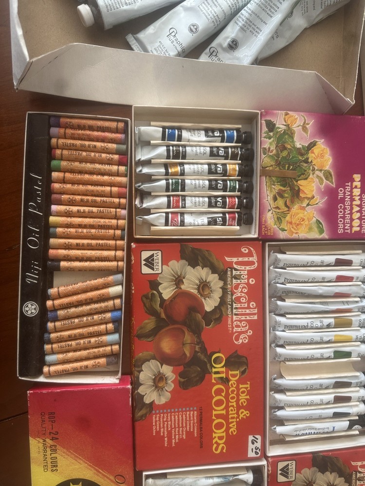 Huge Lot of Oil Pastels vintage everything pictured