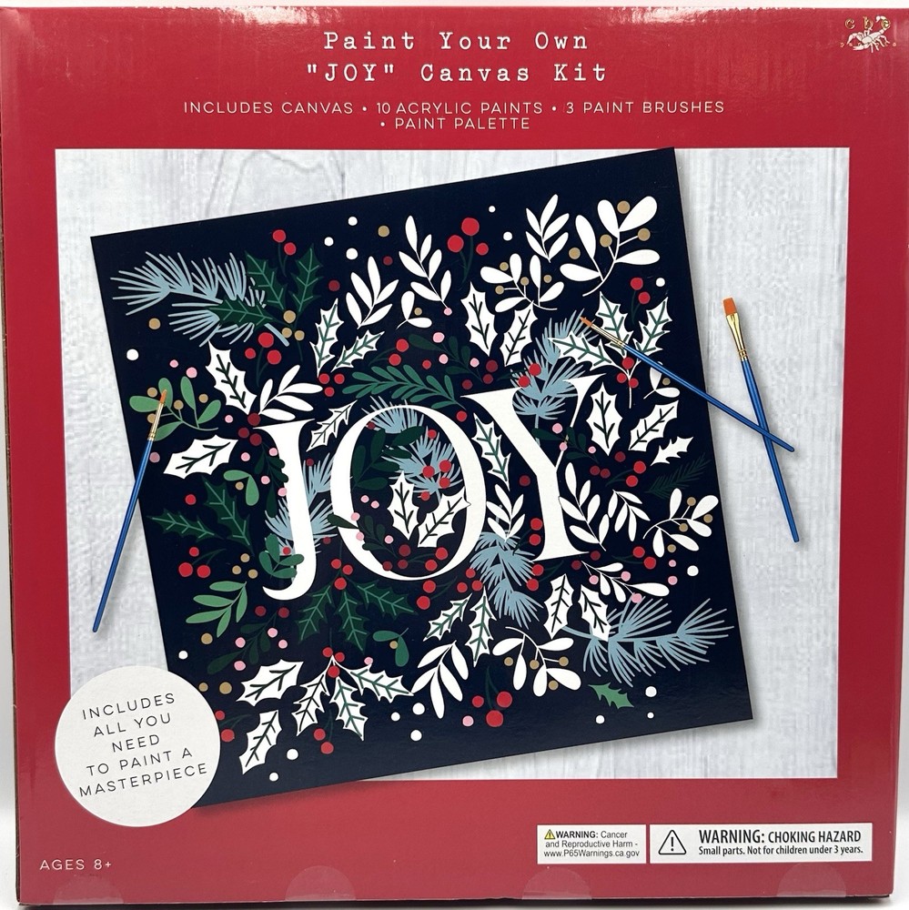 Paint Your Own “Joy” Paint By Number Kit Christmas Holiday Craft Project NEW