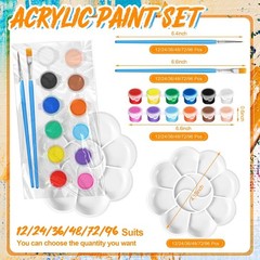 72 Mini Acrylic Paint Set for Kids & Adults – 12/8 Colors, Washable, Arts & Craf