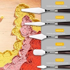 5PCS Stainless Steel Palette Knife Set Artist Spatula Oil Acrylic Painting