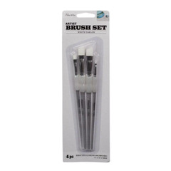 Angled Artist Paint Brush Set White Taklon (4-Piece)