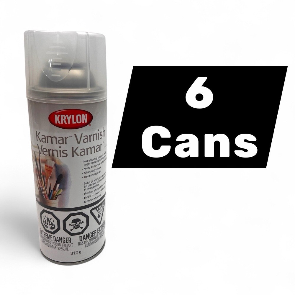 6 Cans Krylon Kamar Varnish Non Yellowing Protection Oil Acrylic & Watercolor