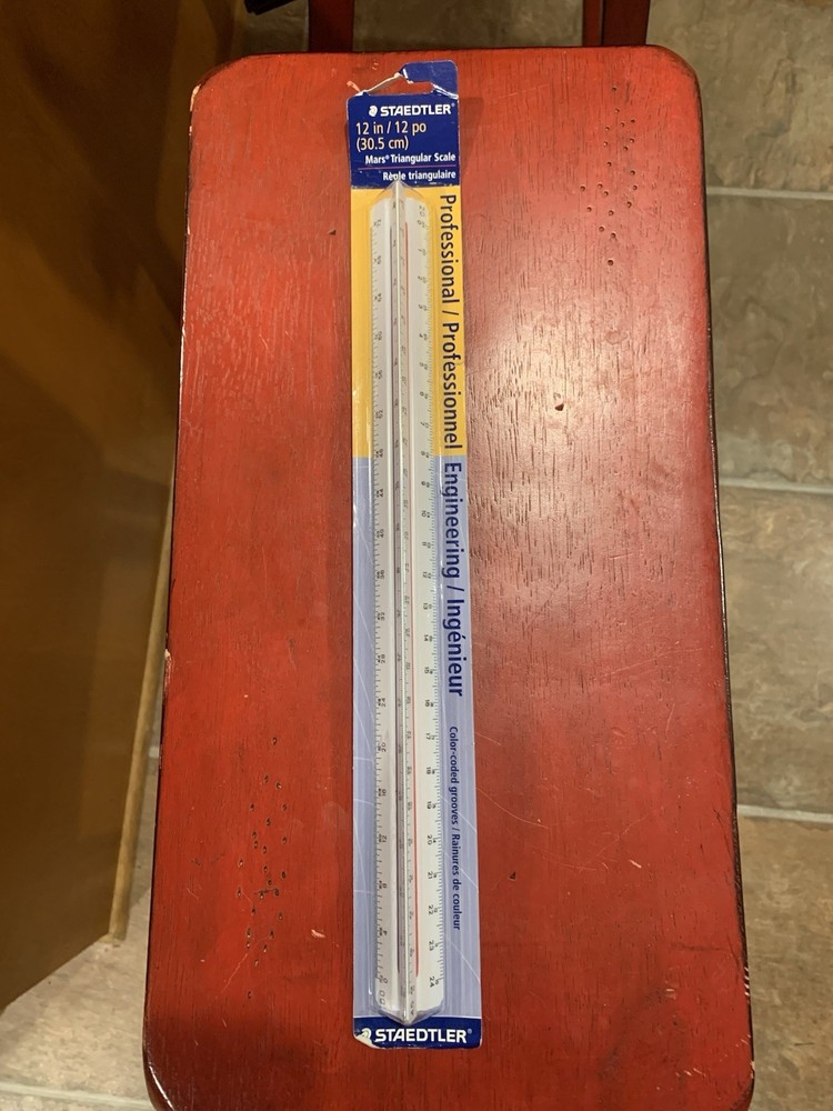 Staedtler Triangular Scale Engineer Plastic Color-Coded 12″ WE 98718-34BK Mats