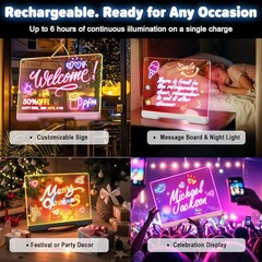 16-Inch Rechargeable LED Drawing Board, 9-Color Light Modes, Neon Art Dry White