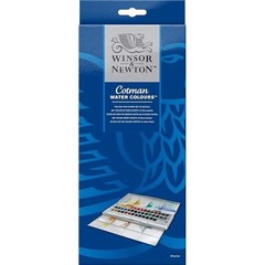 Cotman Water Colour Set 45 Half Pans Compact Case Excellent Tinting Strength New