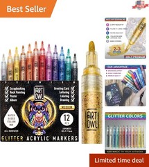 Waterproof Glitter Paint Marker Set – 12 Colors for Fabric, Stone, and More
