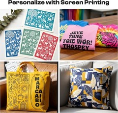 Screen Printing Kit 54 Pcs 100W UV Light 3 Frames 6 Ink Colors Emulsion Squeegee