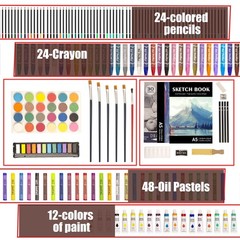 168-Pack Art Supplies, Deluxe Wooden Art Set Crafts Drawing Painting Coloring…