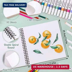 50 Sheets Marker Paper Pad, 7.6×7.6 Inch Bleedproof Art Sketch Pad, 73lb/120gsm