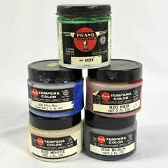 Vintage Prang Tempera Paint Lot of 5 Glass & Plastic Jars