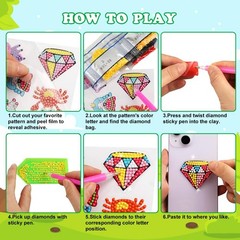 60pcs 5D Diamond Art Stickers Arts and Crafts Creative Gem Art Paint by Number..