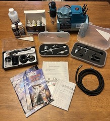 Master Airbrush Kit 3 Brushes w/ TC-40 Compressor, Paints, & Cleaner